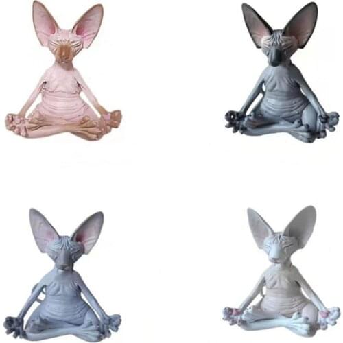 6x4x8cm Whimsical Buddha Cat Figurine Sphinx Meditation Cat Meditate Art Sculptures Outdoor Garden Statues Figurines