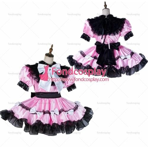 Sissy maid satin dress lockable Uniform cosplay costume Tailor-made[G2124]