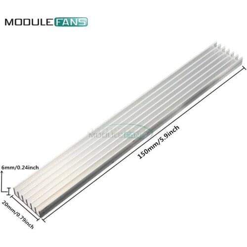 Silver Heat Sink LED Heat Sink Aluminum Cooling Fin White 150x20x6mm