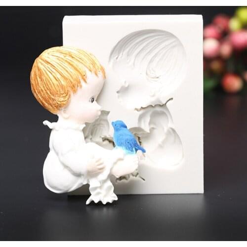 Baby and Bird Silicone Mold Fondant Mould Cake Decorating Tools Chocolate Gumpaste Mold, Sugarcraft, Kitchen Accessories