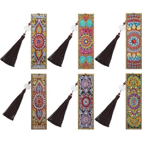 Special Shaped DIY Diamond Painting Leather Bookmarks Tassel Book Marks Beautiful Book Page Mark for Book School Office Supplies