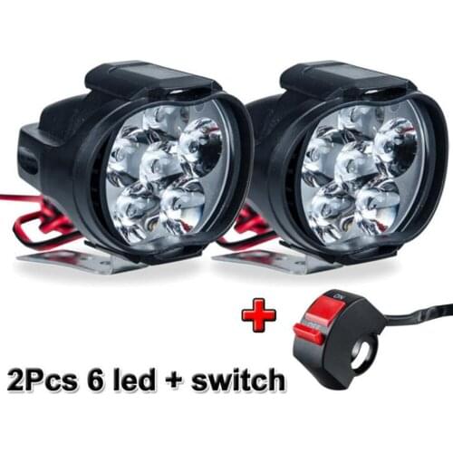 Led Motorcycles Headlight White Super Bright 6LED Working Spot Light Motorbike Fog Lamp 1500LM LED Scooters Spotlight 1 Pair