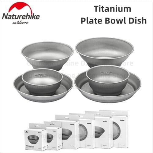 Naturehike Camping Titanium Tableware Plate Bowl Dish Outdoor Picnic BBQ Tableware Portable Ultralight Camping Cooking Equipment