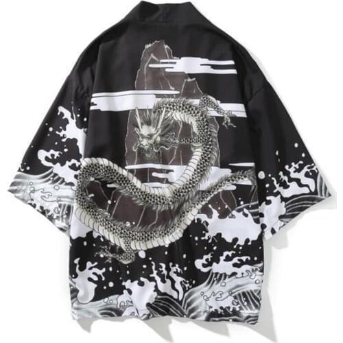 Japanese fashion Men Printing Shirt Kimono Cardigan Streetwear Traditional Asia Clothes for Man Open Shirts women coat Size