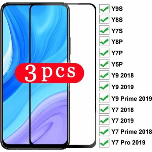 3Pcs 9H phone screen protector for huawei y9 prime y6 y7 pro 2019 y5 lite 2018 y9s y9A y8s y8p y7p y6s y6p tempered glass film