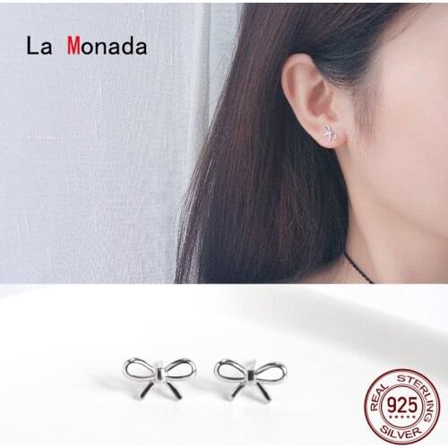 La Monada Stud Earrings For Women Silver 925 Butterfly Bowknot Minimalist Fine Women Earrings Jewelry Stud Earrings 925 Silver