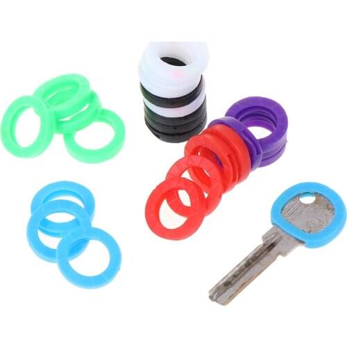 24pcs Multi Color Rubber Soft Keys Locks Cap Topper Bright Colors Hollow Key Covers Keyring Elastic Case Round Soft Silicone
