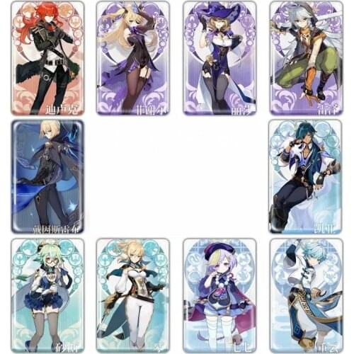 10pcs Genshin Impact Card Sticker Smooth Surface DIY Decoration Bus ID Anime Stickers