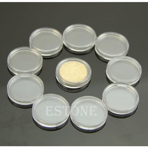 10Pcs/Set Applied Clear Round Cases Coin Storage Capsules Holder Round Plastic 22mm