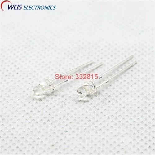100PCS 3MM White Clear Lens LED Round Head Transparent Ultra Bright LED Light Emitting Diode Lamp 3V