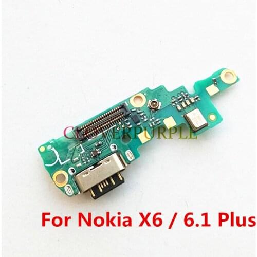 1x Original Micro USB Charger Charging Port Flex Cable With Microphone For Nokia X6/6.1 Plus Dock Connector Board