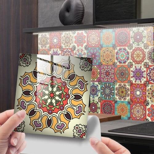 24pcs Iron On Patches Mandala Flowers Stripes Thermal Stickers On Clothes Heat Transfer Fusible Heat Transfer Vinyl Custom Patch