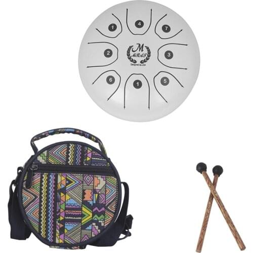 5.5" Mini Tongue Drum C Tune Key 8 Notes Handpan Drum Percussion Tankdrum Instrument w/ Drumstick Storage Bag for Adult Beginner