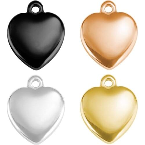 5pcs/Lot Heart Shaped Charms Pendants Stainless Steel Sweet Hearts DIY Jewelry Making Accessories 14*15.5mm