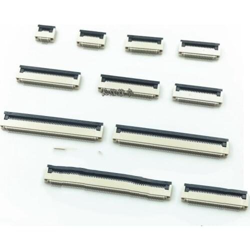 50pcs FFC FPC Connector 0.5MM 1.0MM Flat Cable PCB Connector SMD SMT ZIF 4 5 6 7 8 10 12 14 16 18 20 26 28 30 32 36 40 50 54 60P