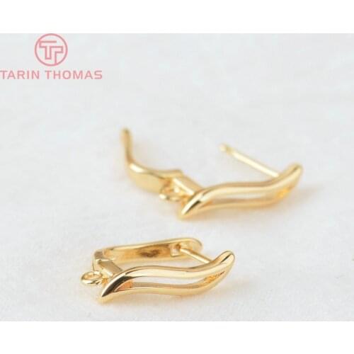 6PCS 13x16MM Hole 1.5MM 24K Gold Color Brass Leaf Stud Earrings Pins Earrings Clasps High Quality DIY Jewelry Making Findings