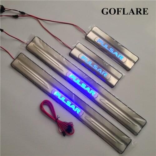 For Nissan 2014-2018 Pulsar C13 accessories illuminated door sills car scuff plate Stainless steel led auto door threshold strip