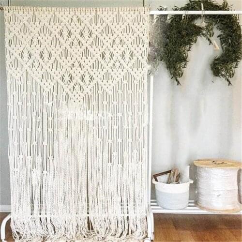 80*180cm Bohemia Hand-woven Rope Wall Hanging Macrame Tapestry Handmade Curtain Wedding Home Window Backdrop Wall Craft