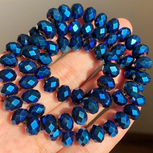 4mm/6mm/8mm/10mm/12mm Blue Crystal Rondel Beads Glass Beads Faceted Crystal Beads for Jewelry Making Jewelry Accessories Diy 15