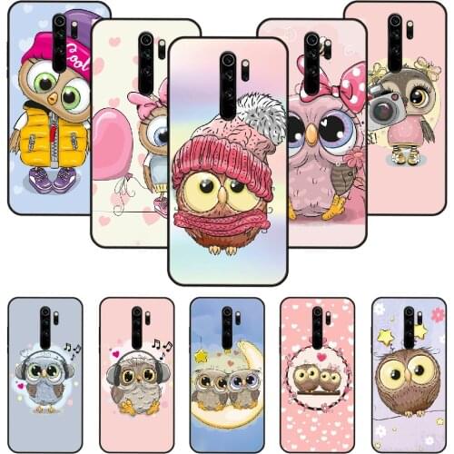 Phone Case For Xiaomi Redmi Note 8 8T 7 7A 9 9S 8A 4 5 Pro Black Cover Waterproof Fashion Back Silicone Prime 3D Etui Cute owls