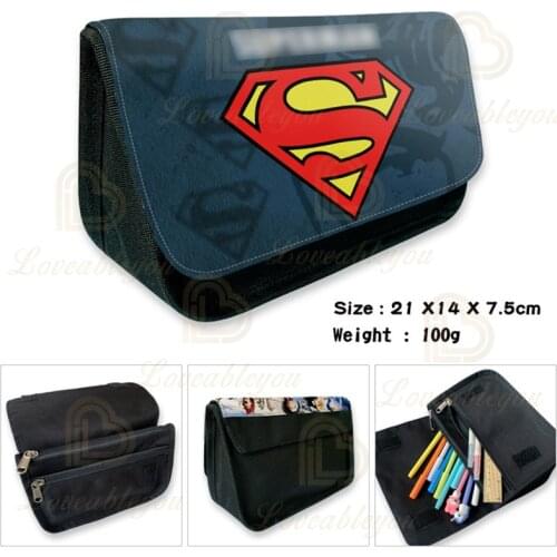 Disney Iron Super Hero Pencil Case Anime Cartoon Double-layer Large-capacity Movie Printing Canvas Bag Kids Toys Gifts