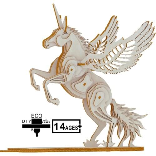 Wooden Model Assembly Unicorn Griffin Stereo Model DIY Toy Jigsaw Puzzle Souptoys Christmas Goods Gift for Kids