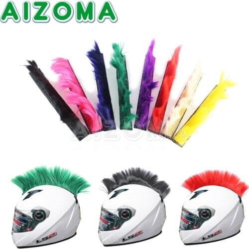 For Cosplay Party DIY Helmet Mohawk Hair Punk Style Motorcycle Colorful Outdoor Riding Cap Helmet Decoration Cockscomb Model Wig