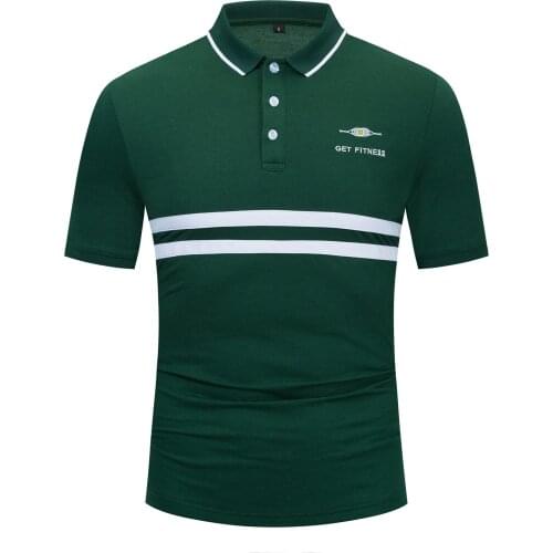 Green golf polo shirts for men t shirt men clothing tops 100% cotton Embroidered clothes