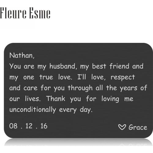 Engraved Name Date Wallet Insert Card Birthday Valentine Personalized Gift for Men Husband Boyfriend from Girlfriend Wife