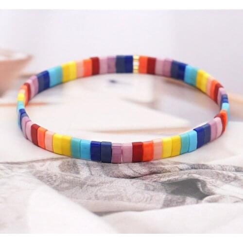 Creative Handmade Custom Tila Rice Bead Woven Bracelet Rainbow Jewelry Insta Fashion Charm Bracelets Women Gift Bracelet Women