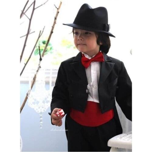 Hot Sale Boys Clothing Custom-made Costume For Kid Wedding Party Tuxedos Costume Black Blazer Custome Man (Jacket + Pants + Bowt