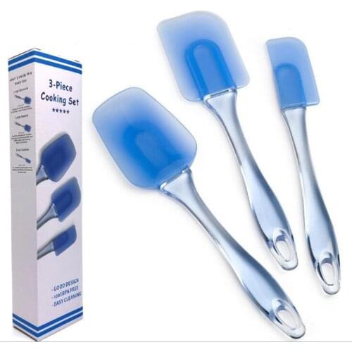 3 piece set of silicone spatula Transparent blue silicone spatula shovel kitchenware baking combination set