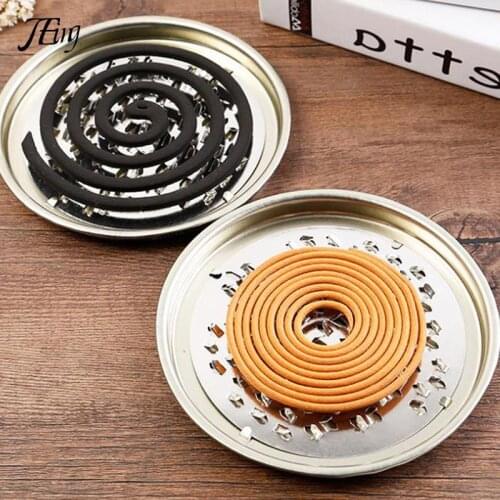 Metal Round Rack Plate Portable Spiral With Cover Mosquito Coil Holder Tray