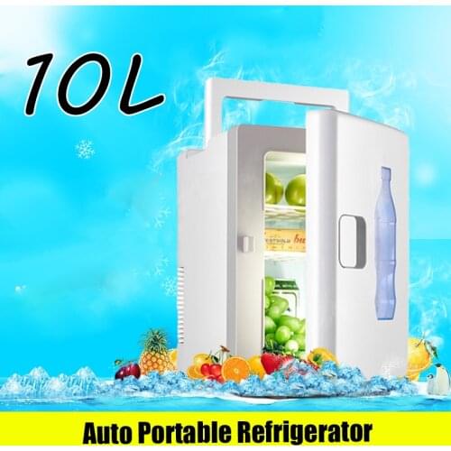10L Mini Fridge Auto Portable Refrigerator Cooler Heater Small Freezer Car Home Daul-Use White Summer Storage Icebox With Handle