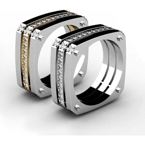 Huitan Fashion Hiphop Men Ring Geometric Punk Square Shaped Heavy Gadget Ring For Cool Boy Fashion Stylish Accessories 2019