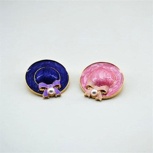 New Japanese and Korean style simple temperament imitation pearls Enamel fashion hat bow brooch