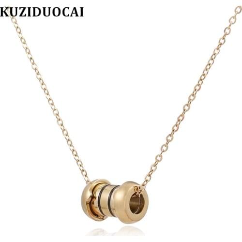 Titanium Stainless Steel Round Beaded Kuziduocai New Fashion Jewelry Choker Necklaces Pendants For Women Girls Colar kolye N-235