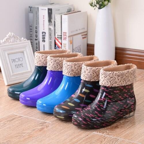 New Style Rain Boots Fashion In Tube Outdoor Non-slip Womens PVC Water Shoes All Seasons Can Wear Rain Boots Women HTM