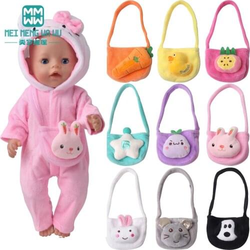 Fits 43-45cm Toy New Born Doll and American Doll Fashion Plush cartoon backpack Girls gift