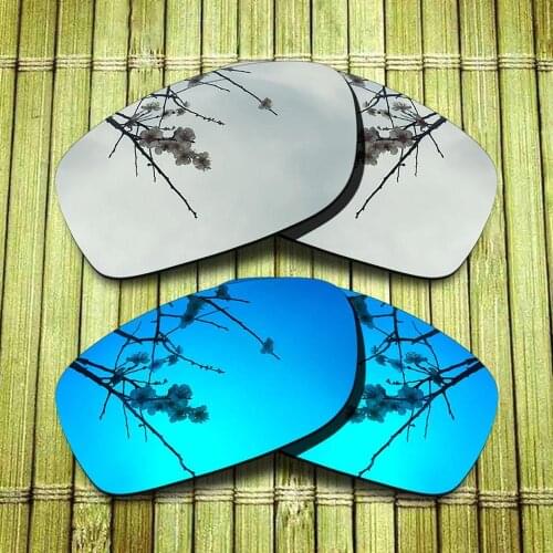 Polarized Replacement Lense For-Oakley Fives Squared Sunglasses Frame True Color Mirrored Coating - Chrome&Blue Combine Options