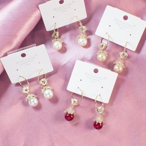 S925 needle Korea Design Stud Earrings Metal Geometric Irregular Circle Teardrop Simulated Pearl Earrings For Women Girl Gift