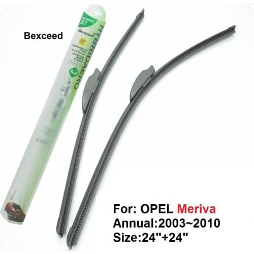 Flat Wiper Blade for Opel Meriva 24"+24"High Quality Bexceed of Car Windshield Windscreen 2003 2004 2005 2006 2007 2008 2009