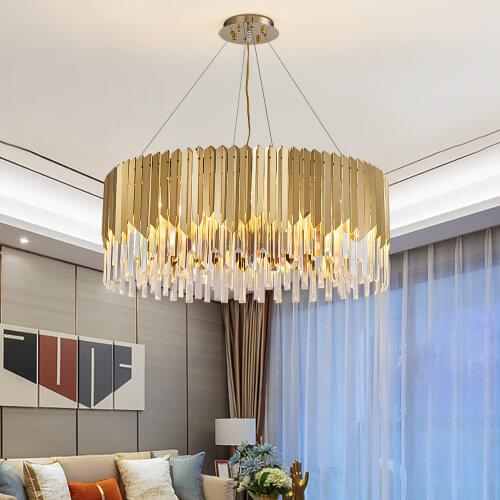 YOOGEE Modern Luxury Crystal Ceiling Light Gold Chandelier for Living Room Led Hall Decorative Lamp Kitchen Bedroom Hanging Home