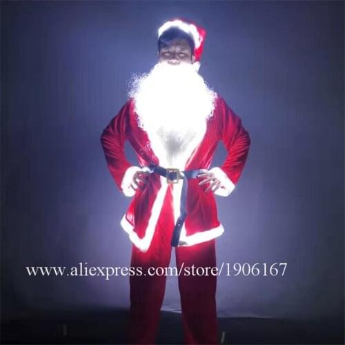 Led light up luminous Santa Claus suit clothing nightclub bar ktv annual event activities costume Christmas illuminated clothes