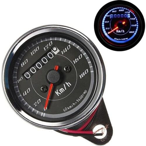 Universal Motorcycle 0~180km/h odometer Speedometer Meter Double Color LED Light meter motorbike instrument high quality