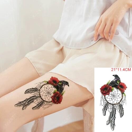 Waterproof Temporary Tattoo Stickers Bird Dreamcatcher Feather Flower Body Art Fake Tatto Flash Tatoo Stickers for Women Men