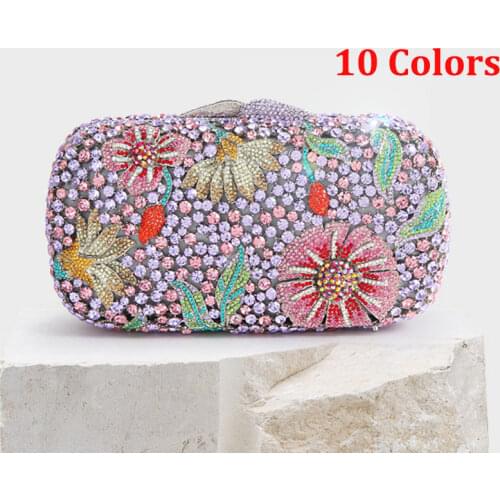 WHTUOHENG Blue/Green Lady Crystal Clutch Purse Multi-Colored Elegant Women’s Evening Clutches Bags Party Mini Chain Minaudiere