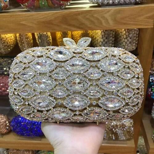 XIYUAN lady crystal Clutch bag Womens Evening Bags Bling Day Clutches Gold pink Color Metal Wedding Purse wallet Female Handbag