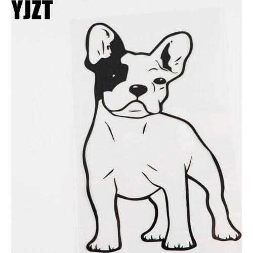 YJZT 10.4CMX15.7CM Cartoon French Bull Dog Pet Decal Vinyl Car Sticker Black/Silver 8A-0018