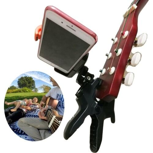 Guitar Headstock Cell Phone Clamp Clip Mount for Smartphones and Gopro Cameras